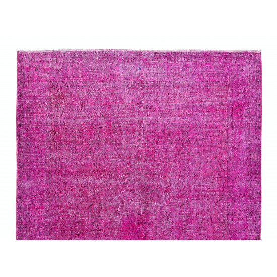 Hand Knotted Anatolian Area Rug in Fuchsia Pink 4 Modern Interiors