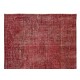 Hand Knotted Vintage Anatolian Area Rug Over-Dyed in Red 4 Modern Interiors, Woolen Floor Covering