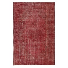 Hand Knotted Vintage Anatolian Area Rug Over-Dyed in Red 4 Modern Interiors, Woolen Floor Covering