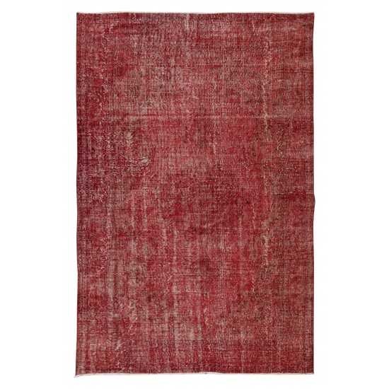 Hand Knotted Vintage Anatolian Area Rug Over-Dyed in Red 4 Modern Interiors, Woolen Floor Covering Hand Knotted Vintage Anatolian Area Rug Over-Dyed in Red 4 Modern Interiors, Woolen Floor Covering
