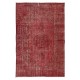 Hand Knotted Vintage Anatolian Area Rug Over-Dyed in Red 4 Modern Interiors, Woolen Floor Covering