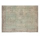 Vintage Handmade Turkish Oushak Wool Area Rug in Shades of Soft Green Color