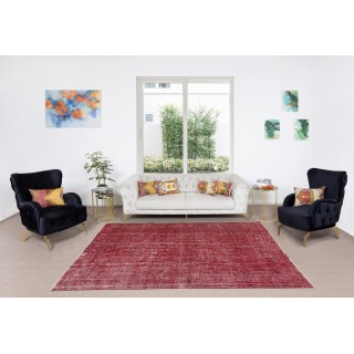 Hand Knotted Vintage Anatolian Area Rug Over-Dyed in Red 4 Modern Interiors, Woolen Floor Covering Hand Knotted Vintage Anatolian Area Rug Over-Dyed in Red 4 Modern Interiors, Woolen Floor Covering