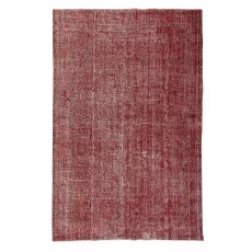 Hand Knotted Vintage Anatolian Area Rug Over-Dyed in Red 4 Modern Interiors, Woolen Floor Covering