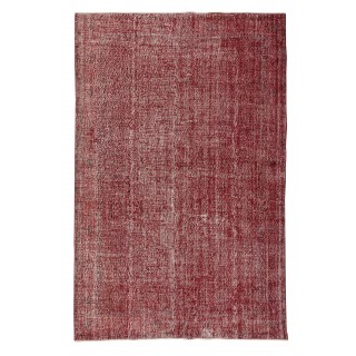 Hand Knotted Vintage Anatolian Area Rug Over-Dyed in Red 4 Modern Interiors, Woolen Floor Covering
