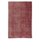 Hand Knotted Vintage Anatolian Area Rug Over-Dyed in Red 4 Modern Interiors, Woolen Floor Covering