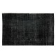 Vintage Handmade Turkish Wool Rug Over-Dyed in Black for Modern Interiors