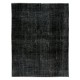 Vintage Handmade Turkish Wool Rug Over-Dyed in Black for Modern Interiors