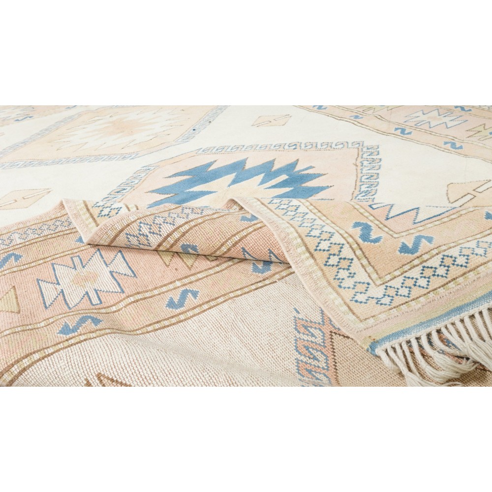 Modern Handmade Turkish Area Rug with Triple Geometric Medallion Design, 100% Wool