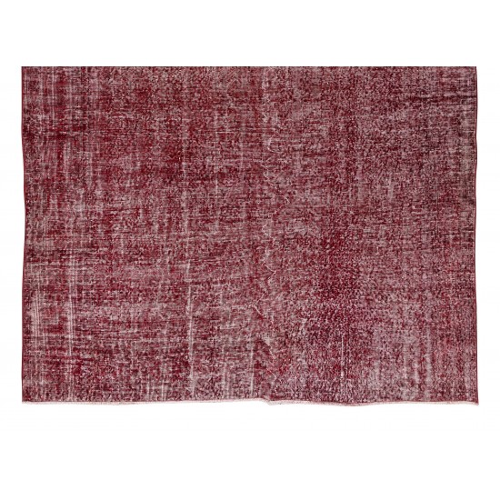 Hand Knotted Vintage Anatolian Area Rug Over-Dyed in Red 4 Modern Interiors, Woolen Floor Covering