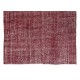 Hand Knotted Vintage Anatolian Area Rug Over-Dyed in Red 4 Modern Interiors, Woolen Floor Covering