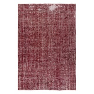 Hand Knotted Vintage Anatolian Area Rug Over-Dyed in Red 4 Modern Interiors, Woolen Floor Covering