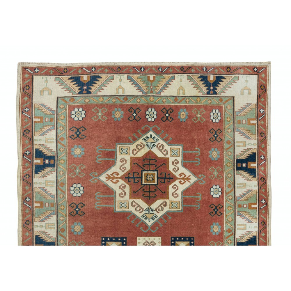 Hand Knotted Geometric Design Turkish Area Rug, Modern Handmade Carpet, 100% Wool