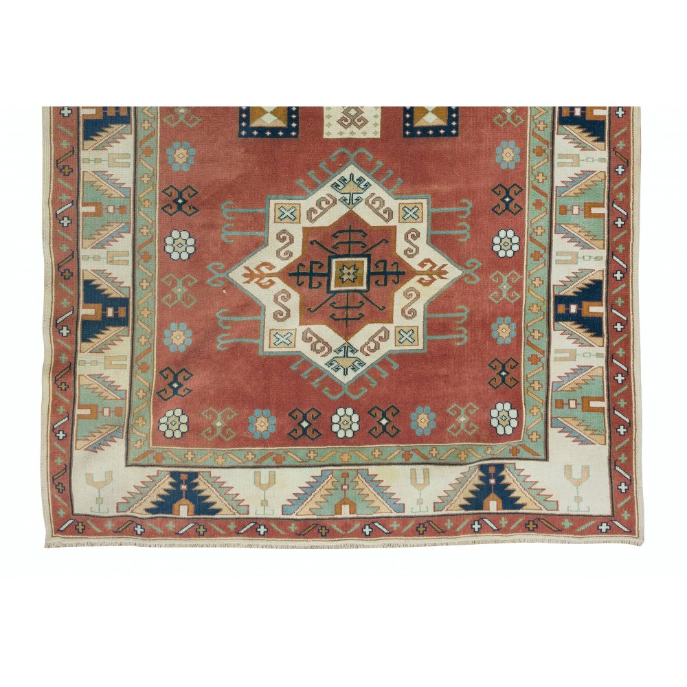 Hand Knotted Geometric Design Turkish Area Rug, Modern Handmade Carpet, 100% Wool