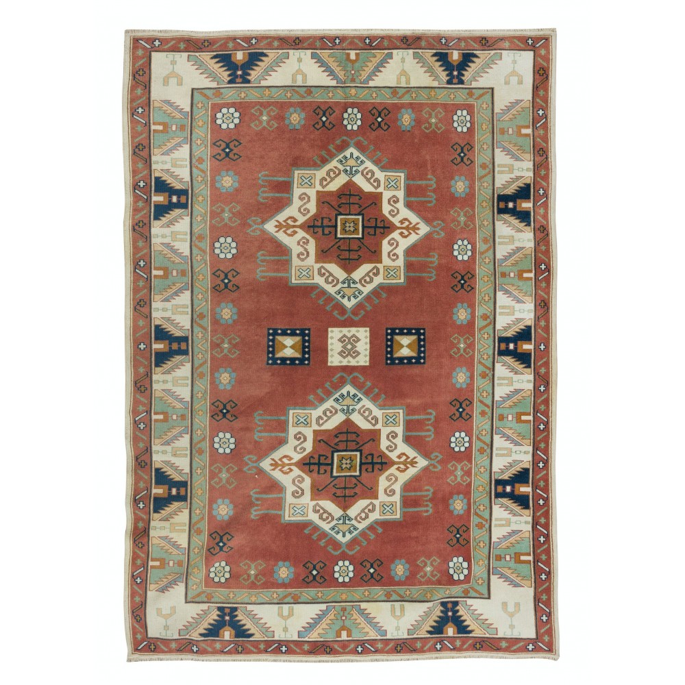 Hand Knotted Geometric Design Turkish Area Rug, Modern Handmade Carpet, 100% Wool