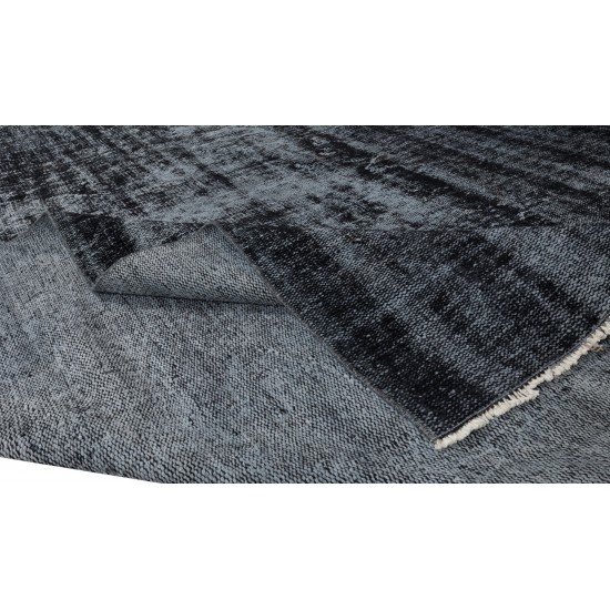 Hand-Knotted Vintage Turkish Wool Area Rug Over-Dyed in Black, Great 4 Contemporary Interiors Hand-Knotted Vintage Turkish Wool Area Rug Over-Dyed in Black, Great 4 Contemporary Interiors