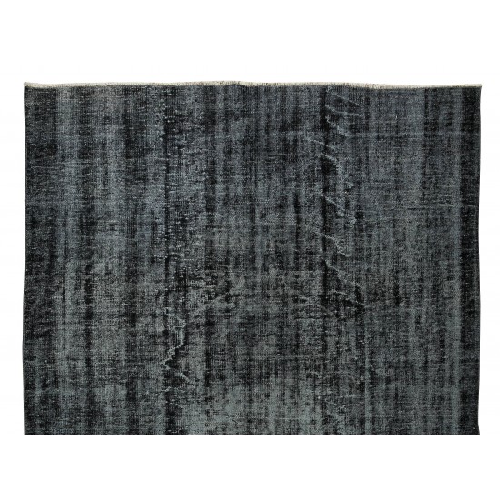 Hand-Knotted Vintage Turkish Wool Area Rug Over-Dyed in Black, Great 4 Contemporary Interiors