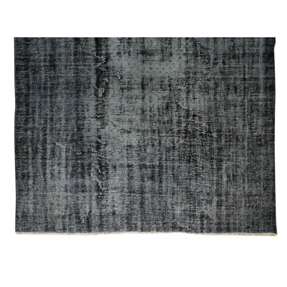 Hand-Knotted Vintage Turkish Wool Area Rug Over-Dyed in Black, Great 4 Contemporary Interiors