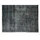 Hand-Knotted Vintage Turkish Wool Area Rug Over-Dyed in Black, Great 4 Contemporary Interiors