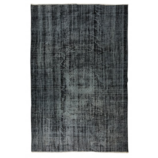 Hand-Knotted Vintage Turkish Wool Area Rug Over-Dyed in Black, Great 4 Contemporary Interiors Hand-Knotted Vintage Turkish Wool Area Rug Over-Dyed in Black, Great 4 Contemporary Interiors