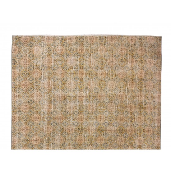 Floral Pattern Green Area Rug, Vintage Handmade Central Anatolian Wool Area Rug Floral Pattern Green Area Rug, Vintage Handmade Central Anatolian Wool Area Rug