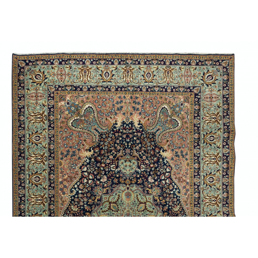 Traditional Vintage Handmade Turkish Area Rug with Geometric Design