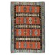 Vintage Geometric Pattern Hand-Woven Turkish Kilim Rug Made of Wool, Flat-Weave Floor Covering