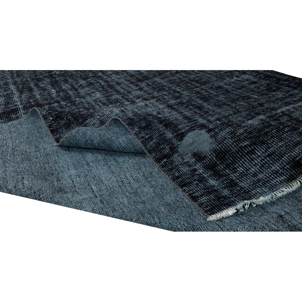 Vintage Handmade Turkish Wool Area Rug Over-Dyed in Black, Great 4 Contemporary Interiors