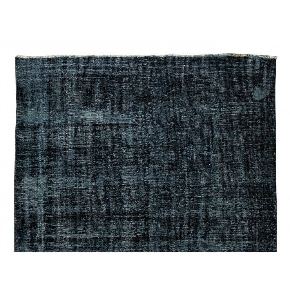 Vintage Handmade Turkish Wool Area Rug Over-Dyed in Black, Great 4 Contemporary Interiors