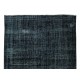 Vintage Handmade Turkish Wool Area Rug Over-Dyed in Black, Great 4 Contemporary Interiors