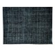 Vintage Handmade Turkish Wool Area Rug Over-Dyed in Black, Great 4 Contemporary Interiors