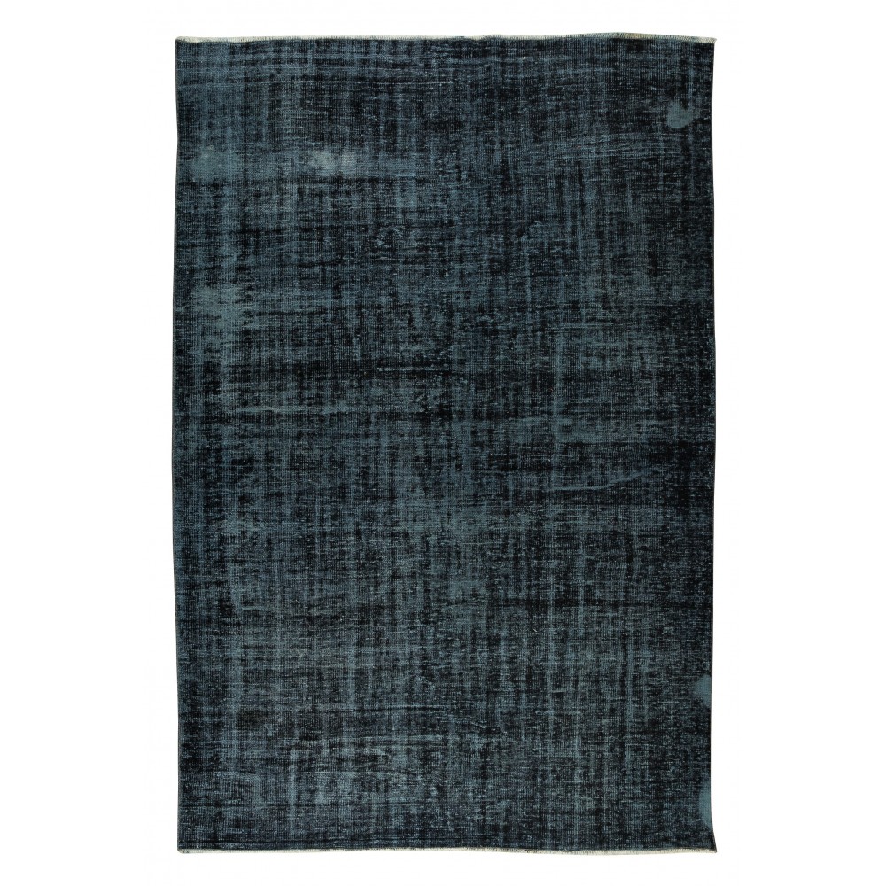 Vintage Handmade Turkish Wool Area Rug Over-Dyed in Black, Great 4 Contemporary Interiors