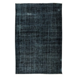 Vintage Handmade Turkish Wool Area Rug Over-Dyed in Black, Great 4 Contemporary Interiors