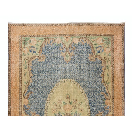 Mid-20th Century Hand Knotted Floral Turkish Wool Area Rug