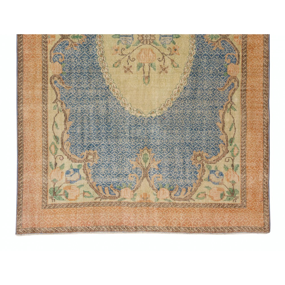Vintage Hand Knotted Floral Turkish Wool Area Rug