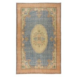 Vintage Hand Knotted Floral Turkish Wool Area Rug