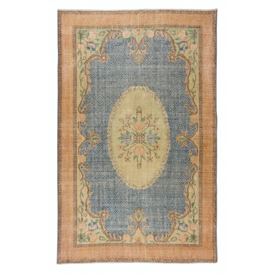Mid-20th Century Hand Knotted Floral Turkish Wool Area Rug