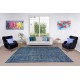 Handmade Vintage Turkish Area Rug Over-Dyed in Navy Blue for Modern Interiors