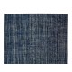 Handmade Vintage Turkish Area Rug Over-Dyed in Navy Blue for Modern Interiors