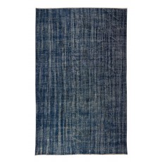 Handmade Vintage Turkish Area Rug Over-Dyed in Navy Blue for Modern Interiors