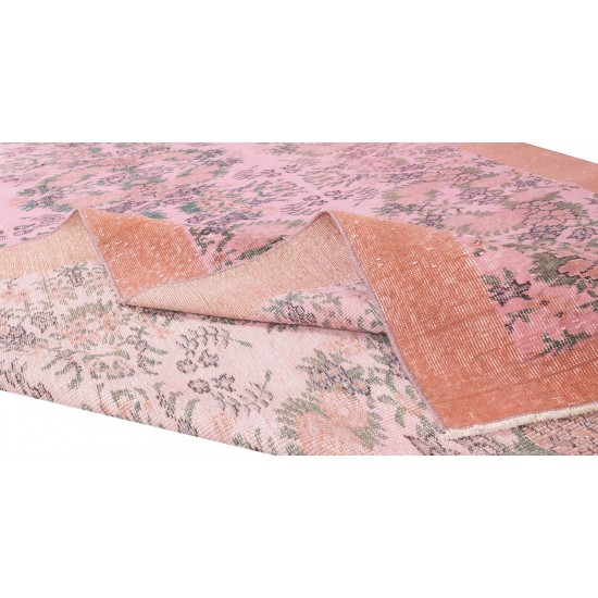Hand Knotted Vintage Turkish Rug Over-Dyed in Pink 4 Modern Interiors, Woolen Floor Covering Hand Knotted Vintage Turkish Rug Over-Dyed in Pink 4 Modern Interiors, Woolen Floor Covering
