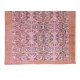 Hand Knotted Vintage Turkish Rug Over-Dyed in Pink 4 Modern Interiors, Woolen Floor Covering