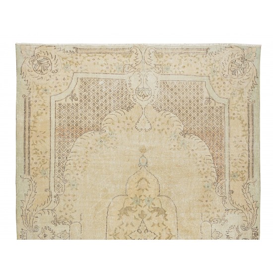 Antique Washed Turkish Oushak Rug with Medallion Design, One-of-a-Kind Wool Carpet for Living Room Decor Antique Washed Turkish Oushak Rug with Medallion Design, One-of-a-Kind Wool Carpet for Living Room Decor