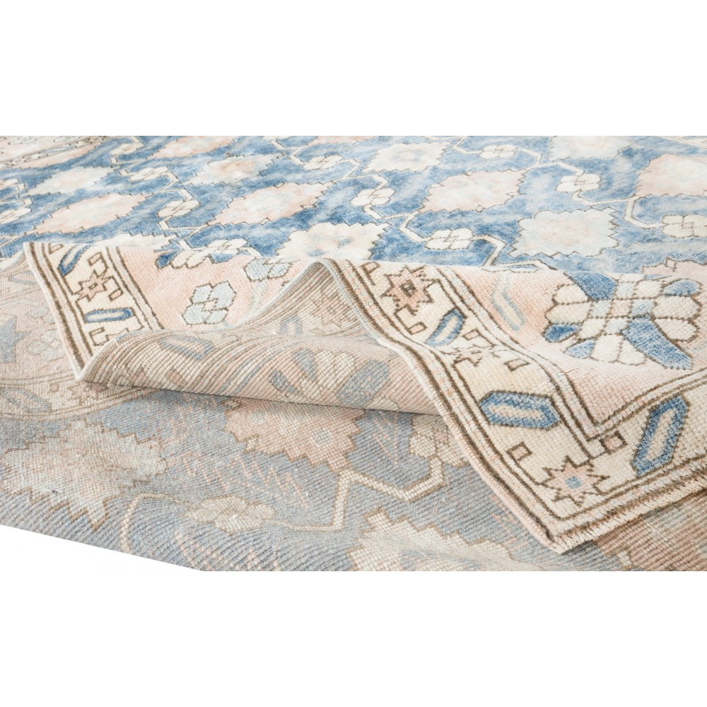 Handmade Turkish Area Rug, Authentic Floral Vintage Carpet