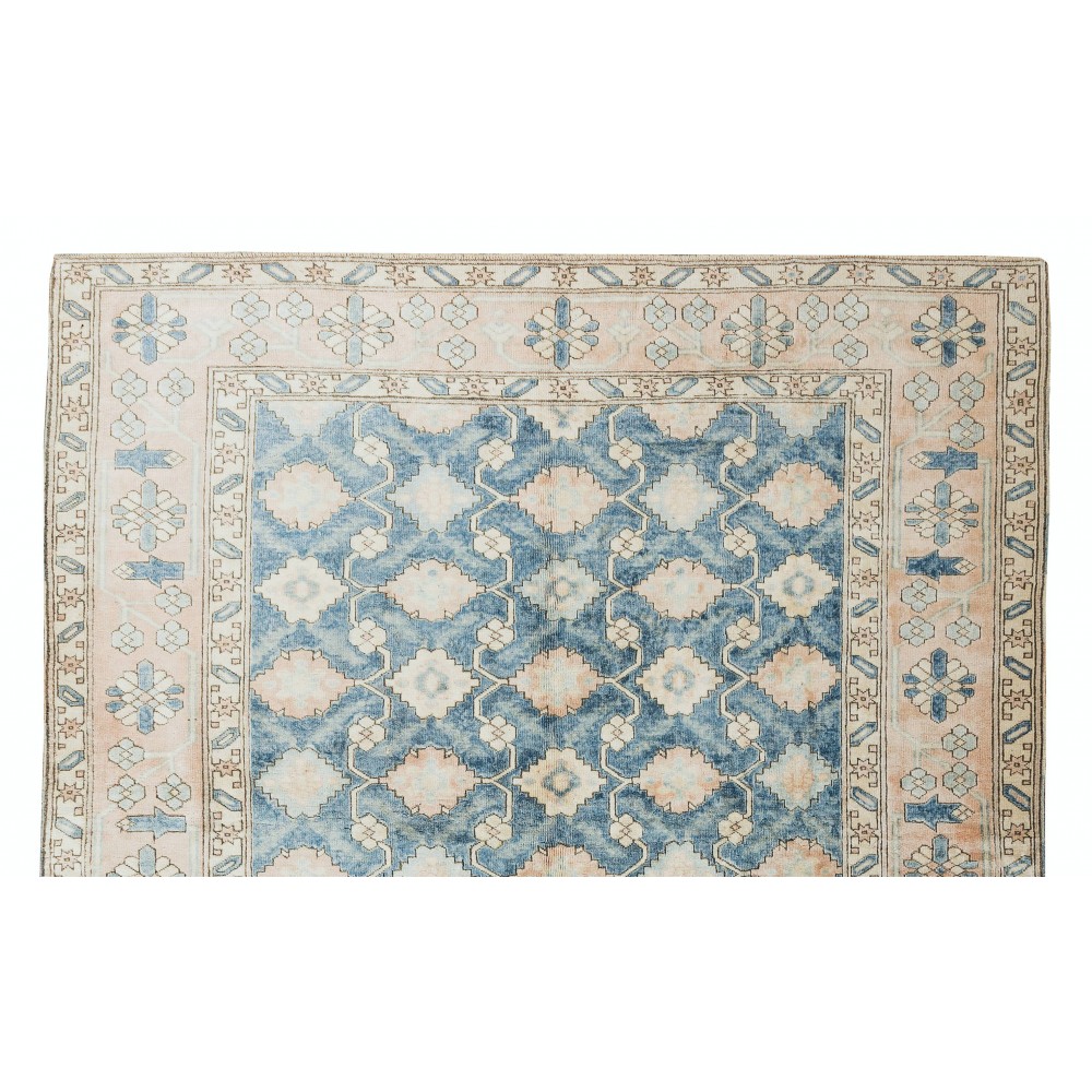Handmade Turkish Area Rug, Authentic Floral Vintage Carpet