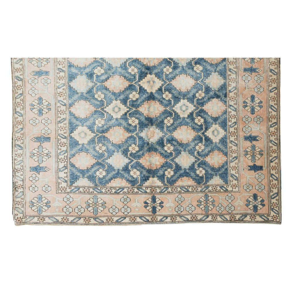 Handmade Turkish Area Rug, Authentic Floral Vintage Carpet