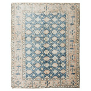 Handmade Turkish Area Rug, Authentic Floral Vintage Carpet