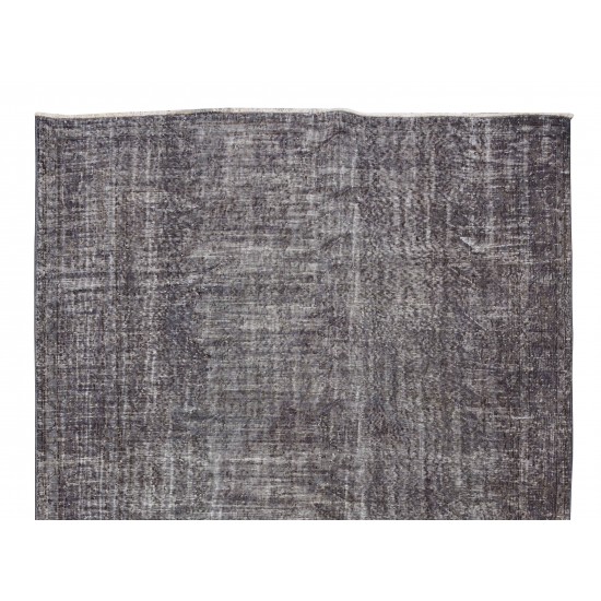 Vintage Hand-Knotted Turkish Wool Area Rug Over-Dyed in Gray, Great 4 Contemporary Interiors