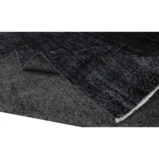 Hand-Knotted Vintage Turkish Area Rug Over-Dyed in Black, Ideal for Modern Home & Office Decor Hand-Knotted Vintage Turkish Area Rug Over-Dyed in Black, Ideal for Modern Home & Office Decor
