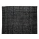 Hand-Knotted Vintage Turkish Area Rug Over-Dyed in Black, Ideal for Modern Home & Office Decor